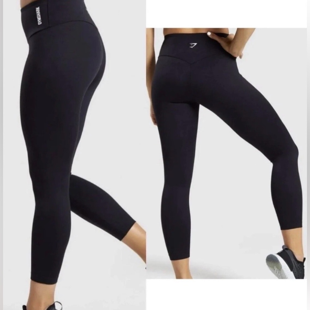 Gymshark Women’s High Rise Fit Training 7/8 Black Leggings Size XS